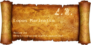 Lopos Marinetta névjegykártya